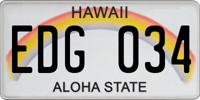 HI license plate EDG034