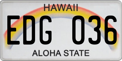 HI license plate EDG036