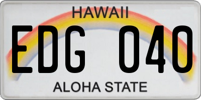 HI license plate EDG040
