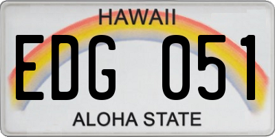 HI license plate EDG051