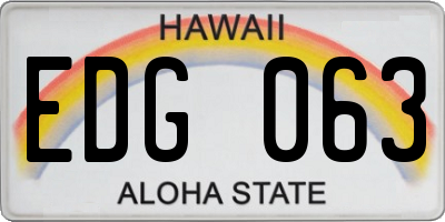 HI license plate EDG063