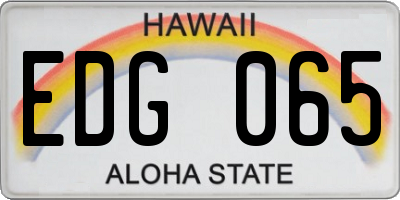 HI license plate EDG065
