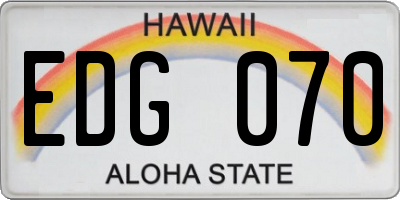 HI license plate EDG070