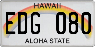 HI license plate EDG080