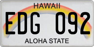 HI license plate EDG092