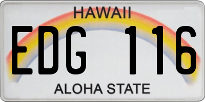 HI license plate EDG116