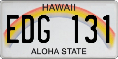 HI license plate EDG131