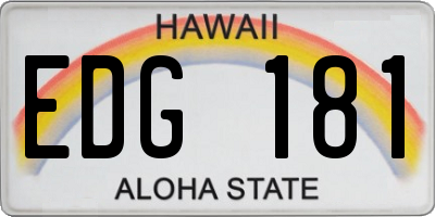 HI license plate EDG181