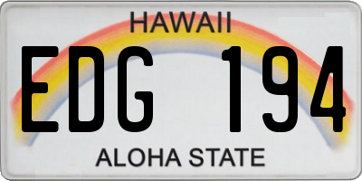 HI license plate EDG194
