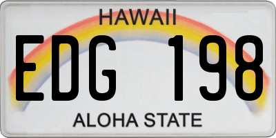 HI license plate EDG198