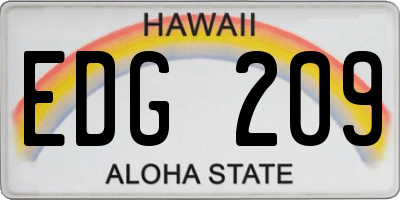 HI license plate EDG209