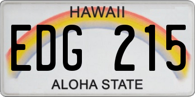 HI license plate EDG215