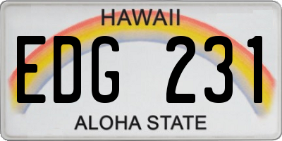 HI license plate EDG231