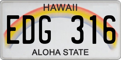 HI license plate EDG316