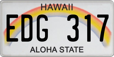 HI license plate EDG317
