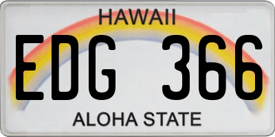 HI license plate EDG366