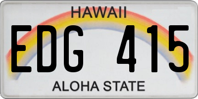 HI license plate EDG415
