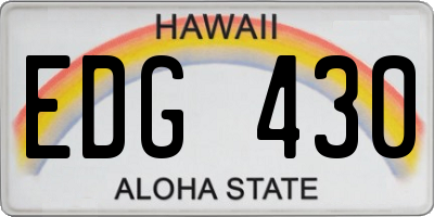 HI license plate EDG430