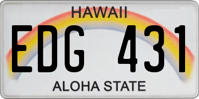 HI license plate EDG431