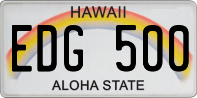 HI license plate EDG500