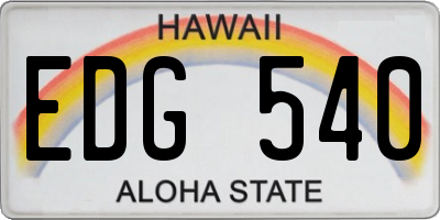 HI license plate EDG540
