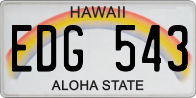 HI license plate EDG543