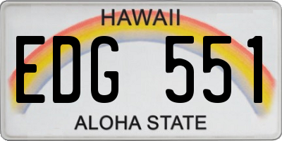 HI license plate EDG551