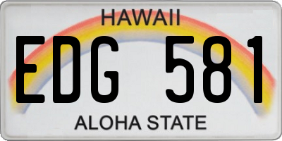 HI license plate EDG581