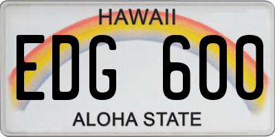 HI license plate EDG600