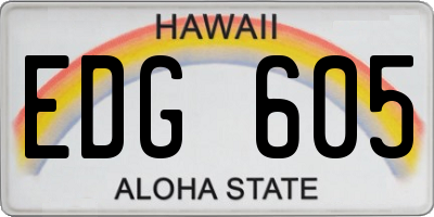 HI license plate EDG605
