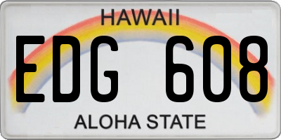HI license plate EDG608