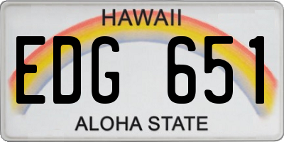 HI license plate EDG651