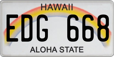 HI license plate EDG668