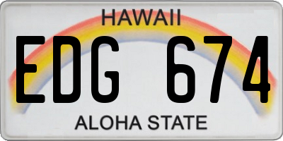 HI license plate EDG674