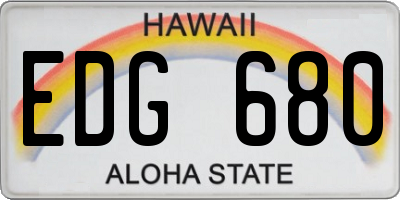 HI license plate EDG680