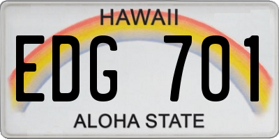 HI license plate EDG701