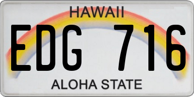 HI license plate EDG716