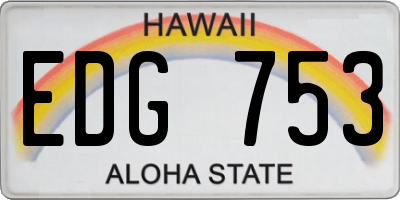 HI license plate EDG753