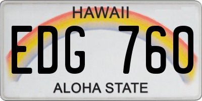 HI license plate EDG760