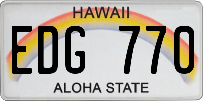 HI license plate EDG770
