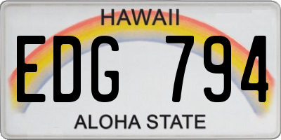 HI license plate EDG794