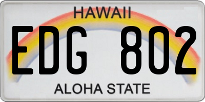 HI license plate EDG802