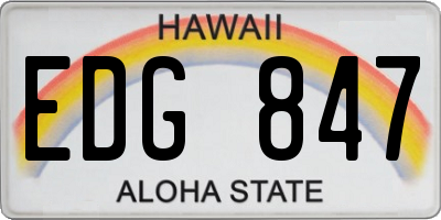 HI license plate EDG847
