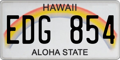 HI license plate EDG854