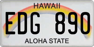 HI license plate EDG890