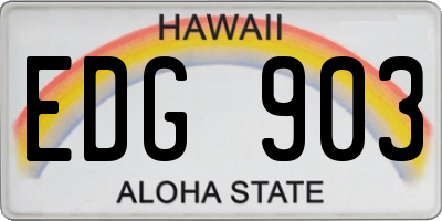 HI license plate EDG903