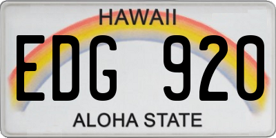 HI license plate EDG920