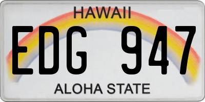 HI license plate EDG947