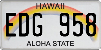 HI license plate EDG958