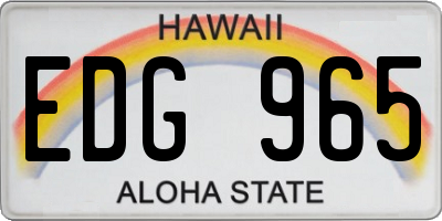 HI license plate EDG965